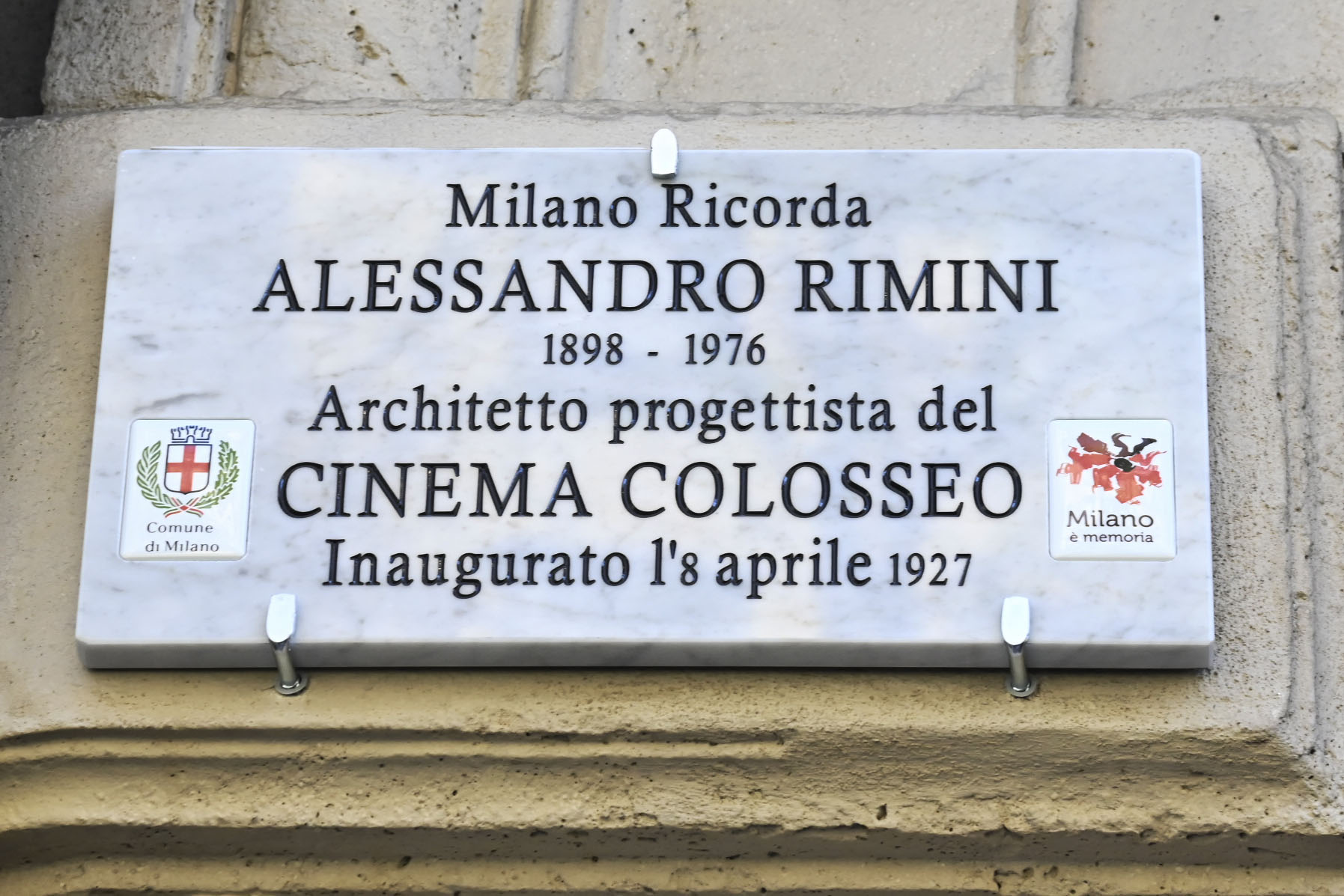 Targa in memoria dell’architetto Alessandro Rimini