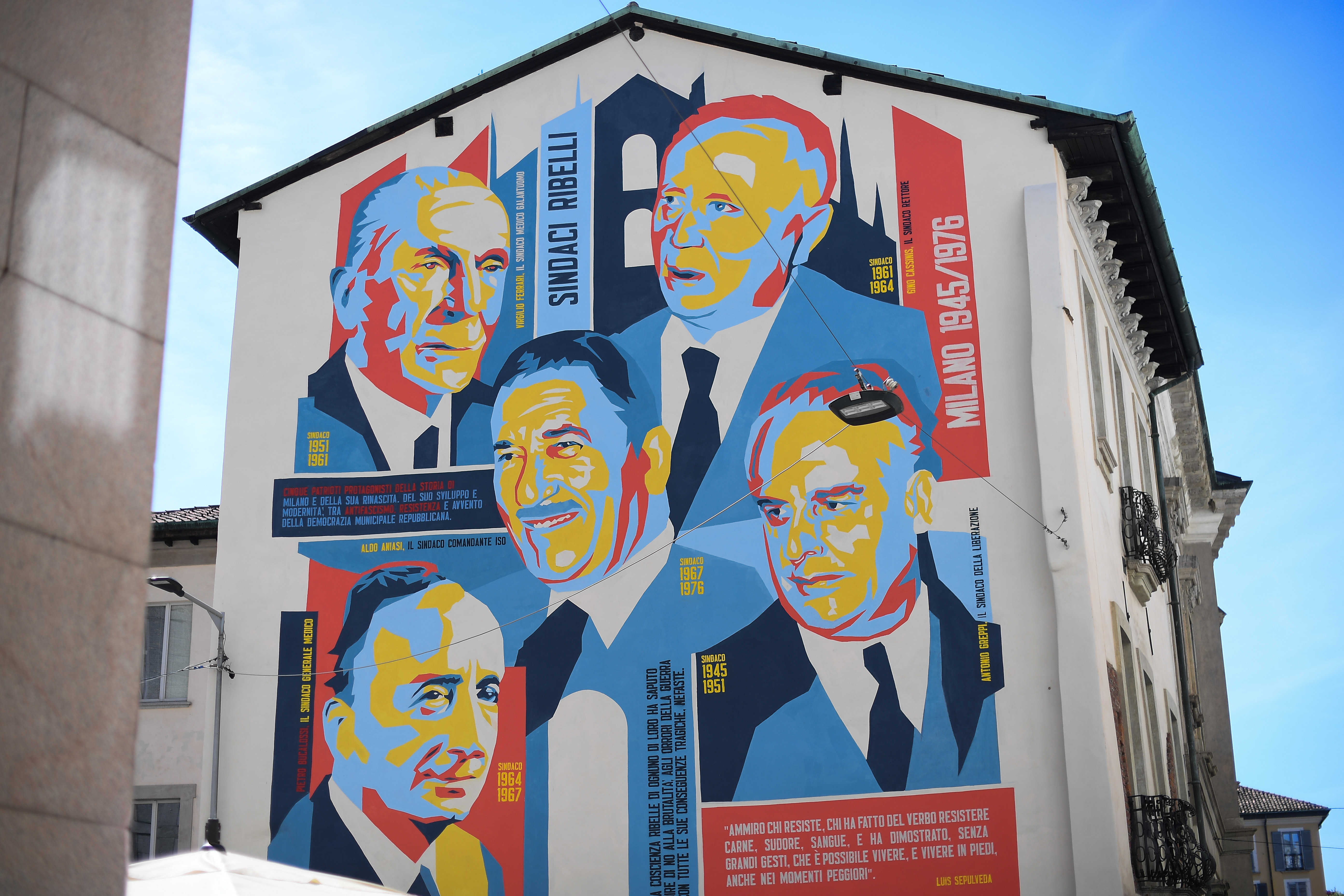 Inaugurato il murale dedicato ai "Sindaci ribelli" in via Lupetta