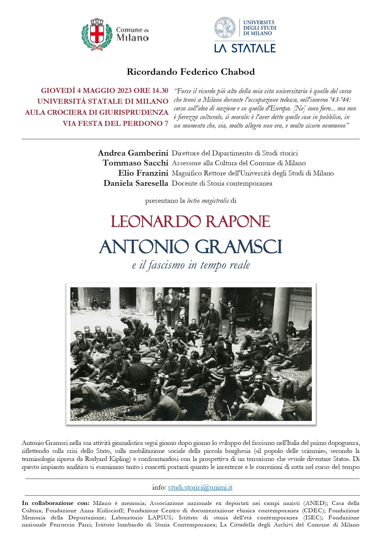 Lectio magistralis di Leonardo Rapone - "Antonio Gramsci e il fascismo in tempo reale"
