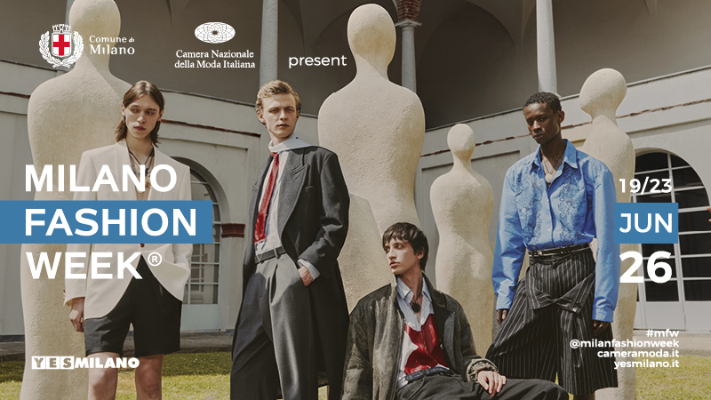 Un'immagine della campagna Milano Fashion Week dal 19 al 23 giugno 2026
