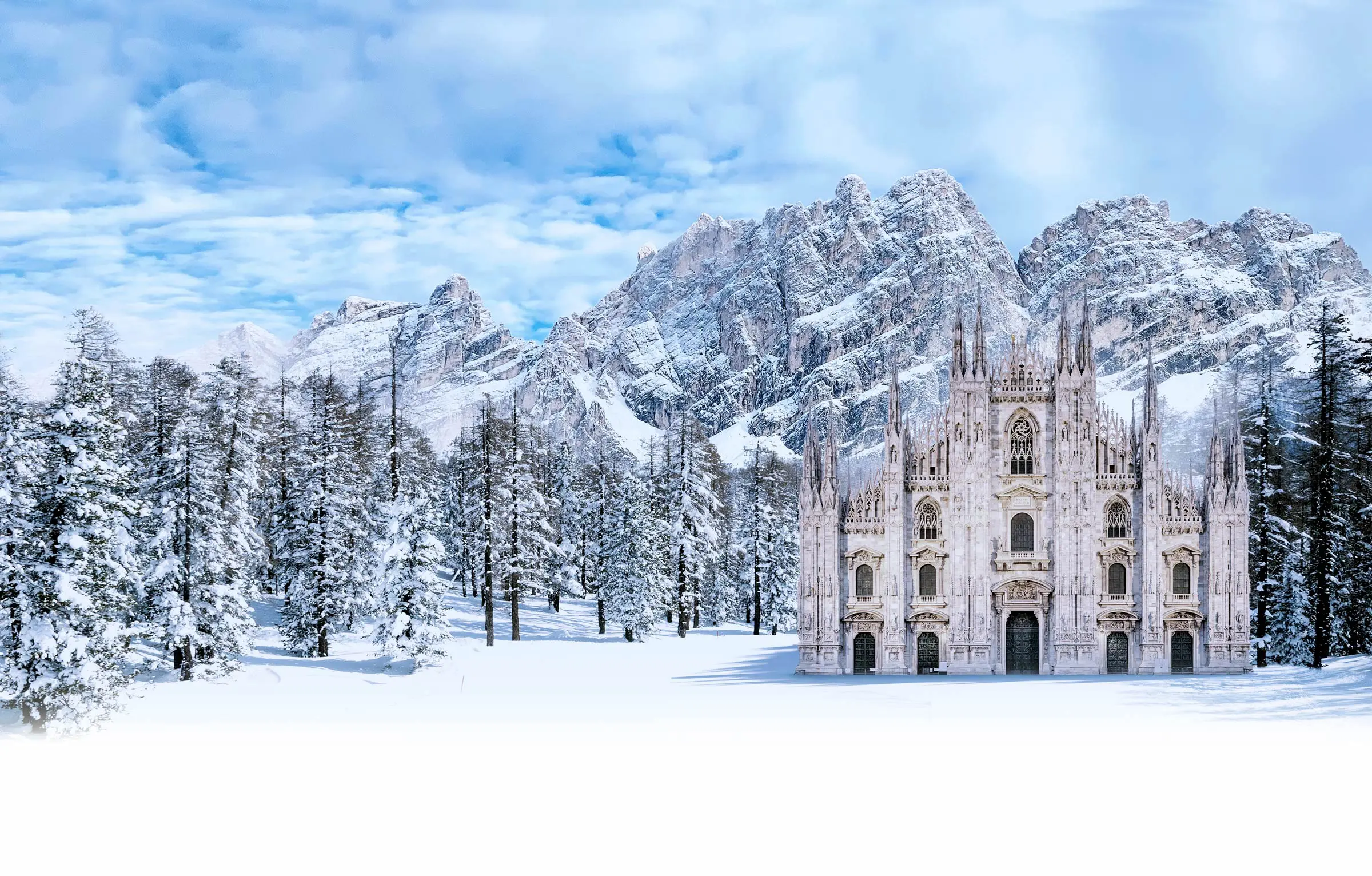 Fotomontaggio del Duomo sulle Dolomiti