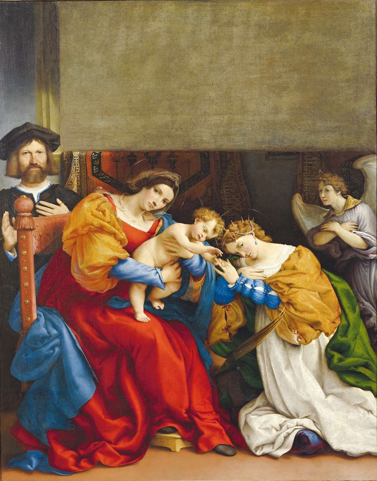 Matrimonio mistico di santa Caterina d’Alessandria, un angelo e Nicolò Bonghi - Lorenzo Lotto