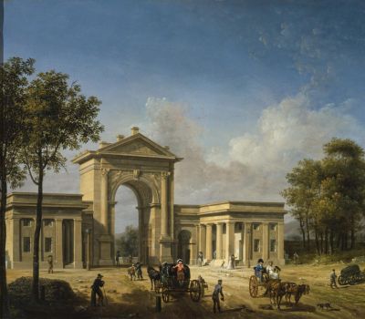Giovanni Migliara, Arco di Porta Nuova, 1843, olio su tela, Milano, Palazzo Morando | Costume Moda Immagine
