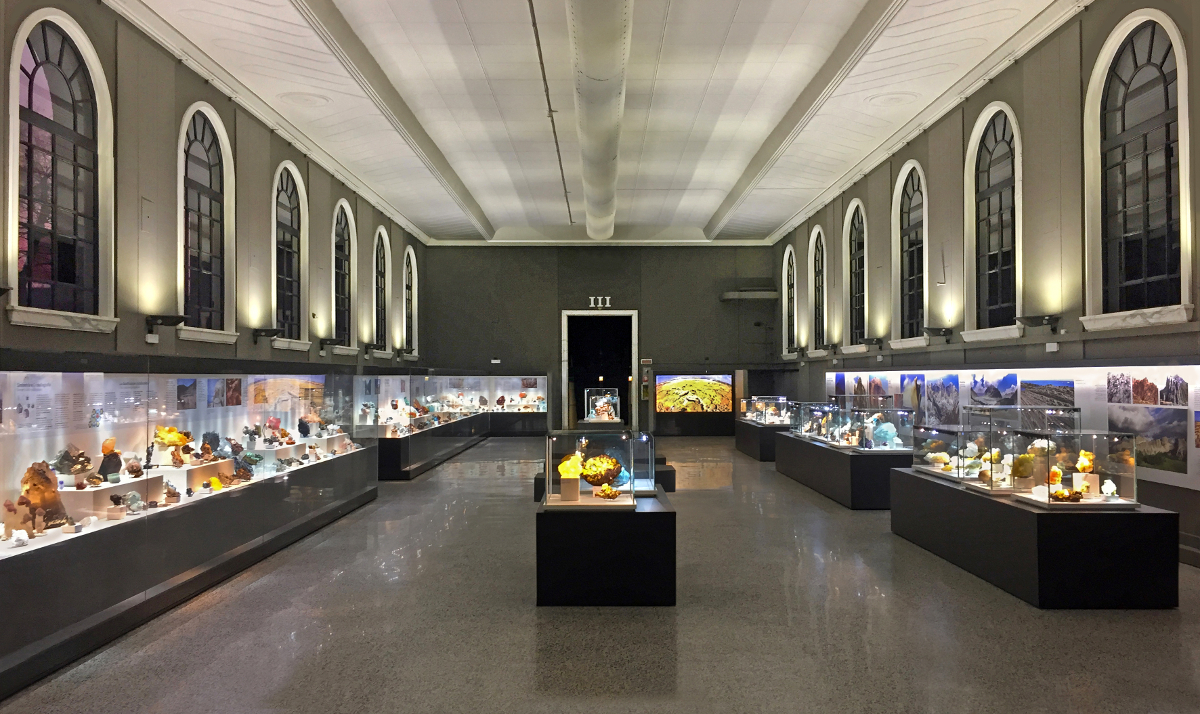veduta della nuova sala di mineralogia del Museo di Storia Naturale di Milano