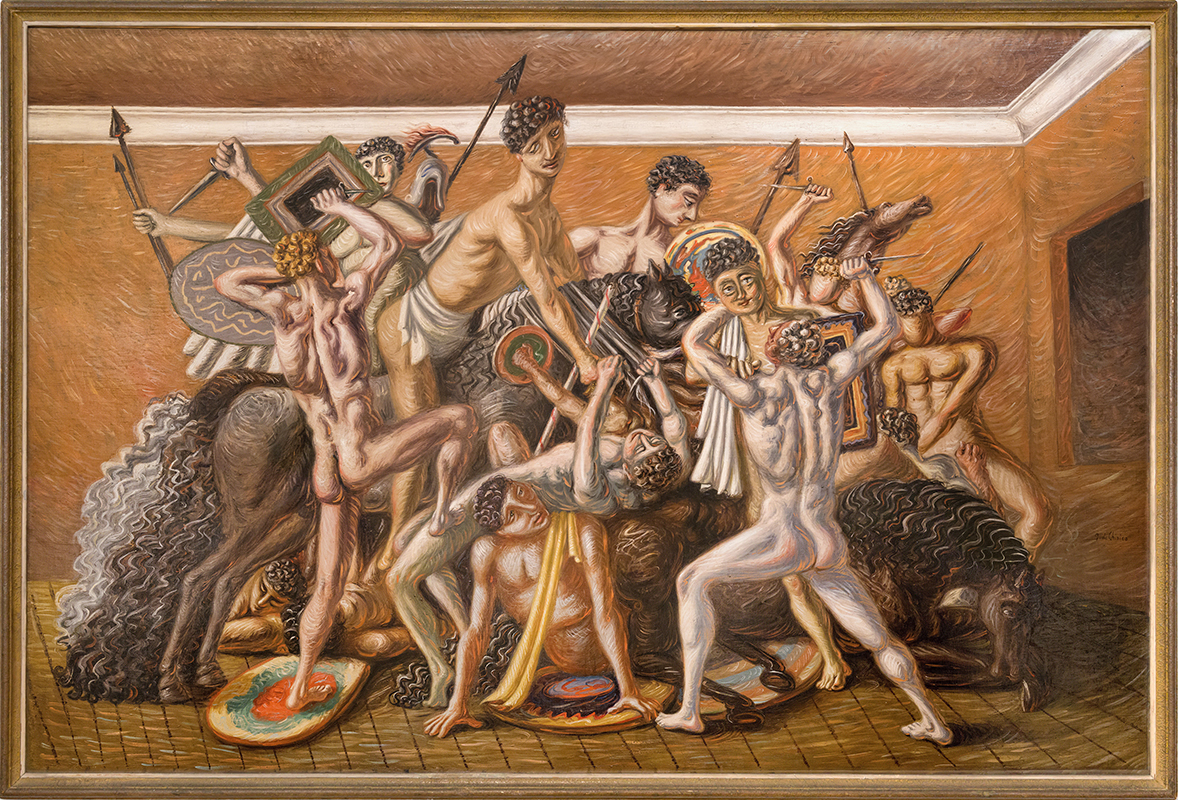 La scuola dei gladiatori: il combattimento, 1928 | Giorgio de Chirico | Olio su tela, 160 x 240 cm