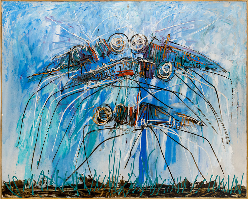 Combattimento di insetti, 1955 circa | Cesare Peverelli | Olio su tela, 120 x 150 cm